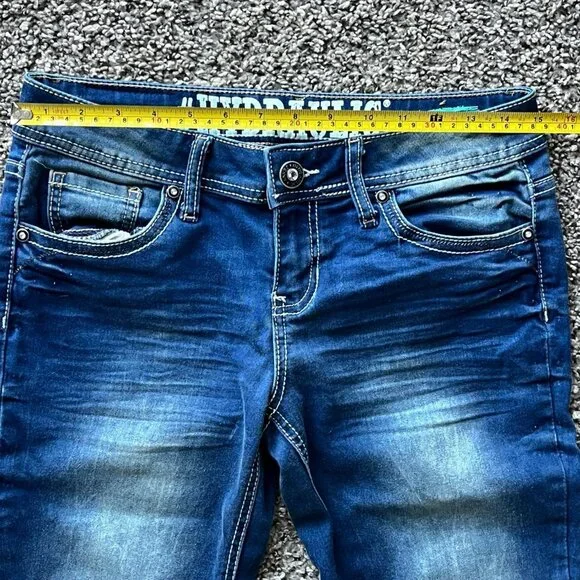 Y2K Hydraulic Bailey Jeans Womens 10 Blue Low Rise Babydoll Embroidered Denim - Picture 5 of 7